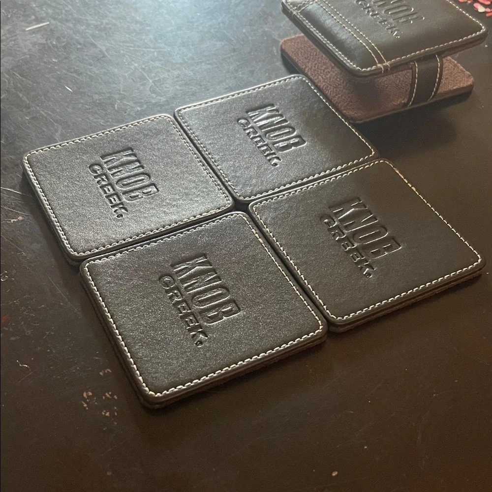 Brown Leather coaster set
